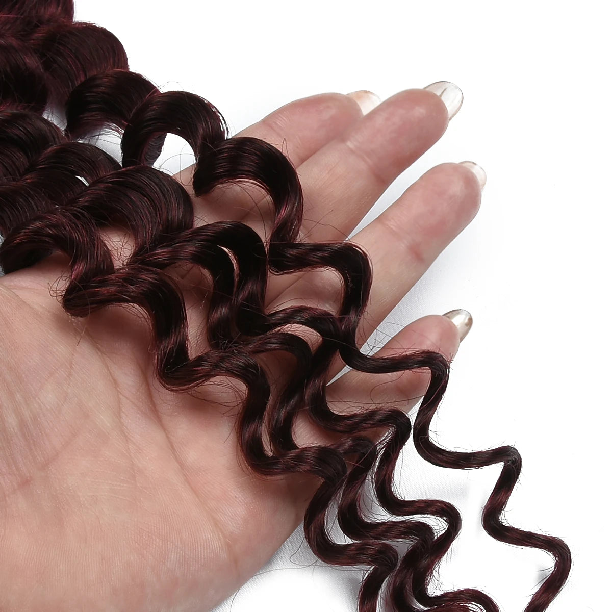 Deep Wave 100% Human Hair Bulk for Boho Braid 99J No Weft Deep Curly Brazilian Remy Bulk Hair for Braiding Hair Extension