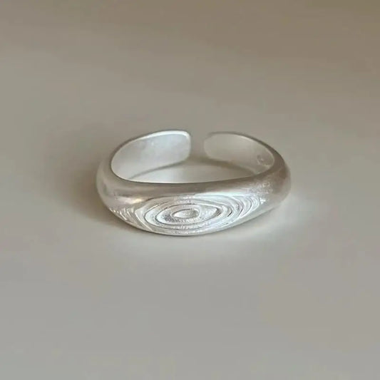 Metal Rings For Women Simple Geometric Handmade Irregular Retro Prints Ring Allergy For Birthday Gift