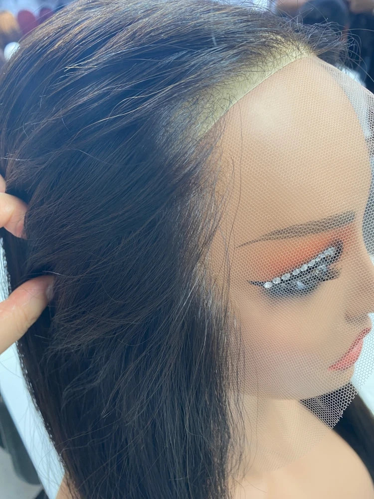 HD Lace Frontal Wig Pre-plucked Invisible Hair Knots 100% Raw Human Hair Natural Hairline Full Density Natural Looking