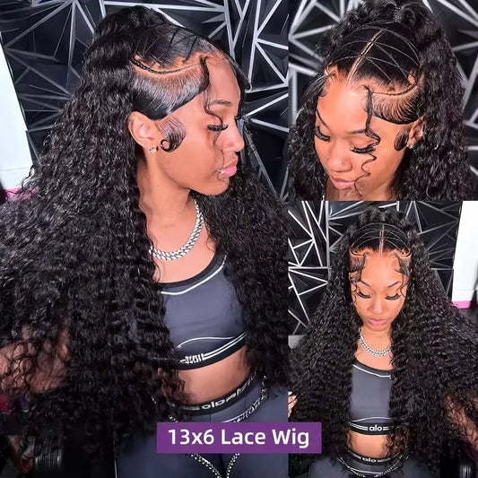38Inch 13x6 HD Human Hair Lace Frontal Wigs Water Curly Natural Baby Hair 13X4 Loose Deep Wave Brazilian For Women 200 Density