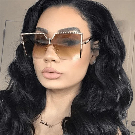Oversized Sunglasses Square Sun Glasses Fashion Glasses Women Sunglasses Fashion Sunglasses Semi Rimless Sunglasses