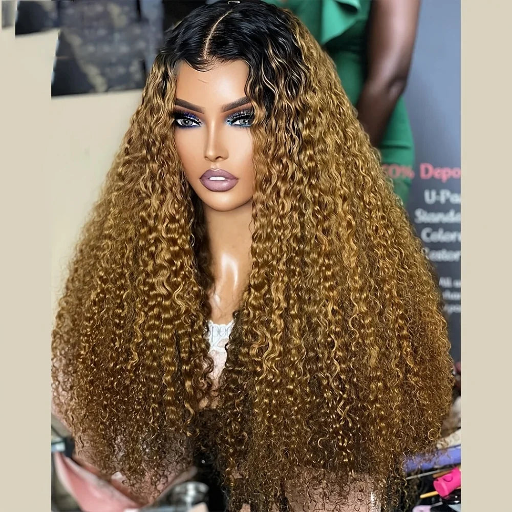 26inch 180Density Soft Kinky Curly Blond Lace Front Wig for Women with Baby Hair Synthetic Heat Resistant Glueless Wigs