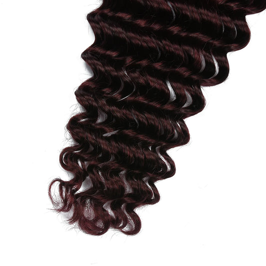 Deep Wave 100% Human Hair Bulk for Boho Braid 99J No Weft Deep Curly Brazilian Remy Bulk Hair for Braiding Hair Extension
