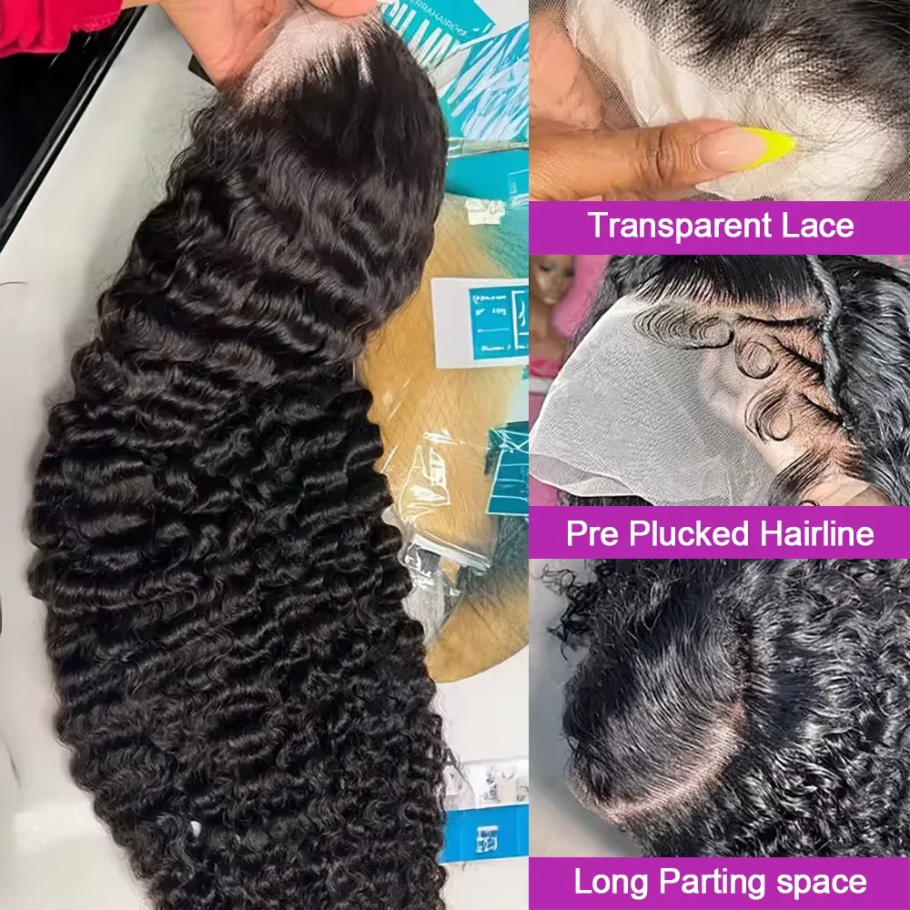Deep Wave Frontal Wig Hd Lace Wigs 300% Density 13x4 13x6 Water Wave Curly Human Hair Wig 30 36 Inch Lace Front Wig Human Hair