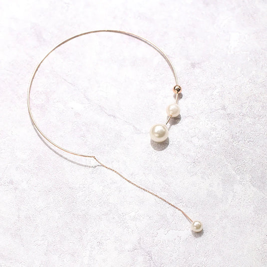 Clavicle Chain Fashion Necklace For Women Elegant Big White Imitation Pearl Choker Necklace Wedding Jewelry Collar 2021 New