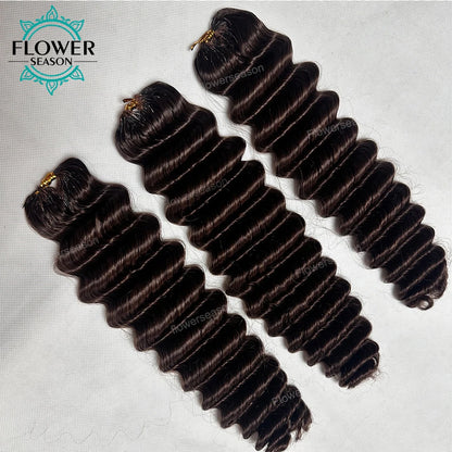 Deep Wave Feather Crochet Hair Extension Human Hair Knotless Pre-Separated Crochet Human Hair  Dark Brown Color #27 #30 Colored