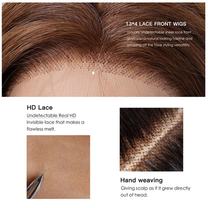 Human Hair Wigs HD 13x4 Lace Frontal Wig Short Straight Bob Hair Light Brown Blonde Mixed Piano Wig for Afro Women Use Brazilian