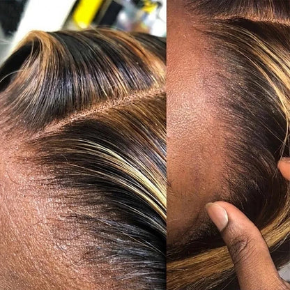 Highlight Lace Front Human Hair Wig 13x4 Lace Frontal Wigs 4/27 Colored Honey Blonde Virgin Lace Front Wig For Women 200 Density