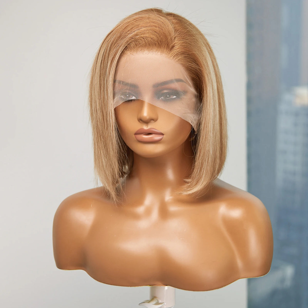 Human Hair Wigs HD 13x4 Lace Frontal Wig Short Straight Bob Hair Light Brown Blonde Mixed Piano Wig for Afro Women Use Brazilian