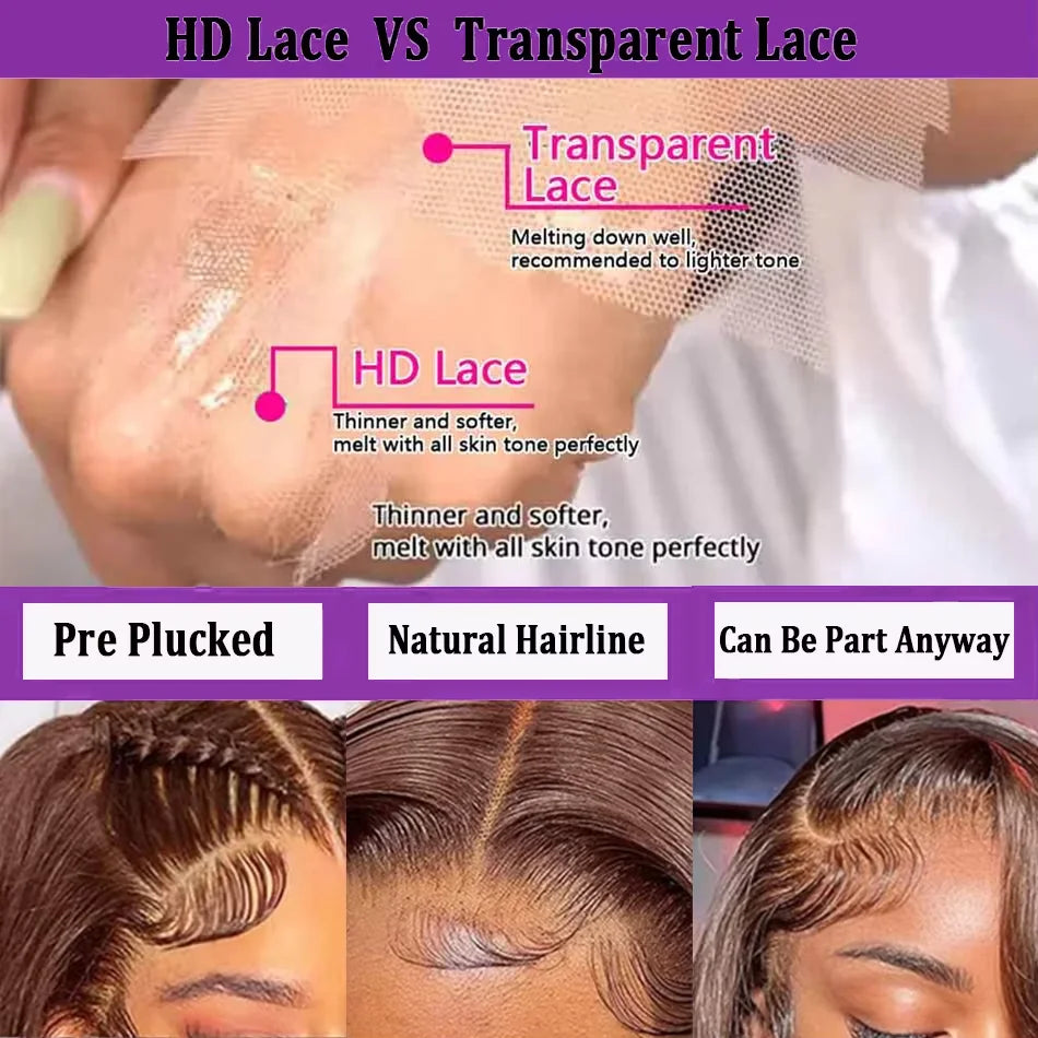 Chocolate Brown Lace Front Wigs Human Hair For Women 13x4 13x6 Frontal Wig Straight Human Hair 36 38 Inch Lace HD Frontal Wig
