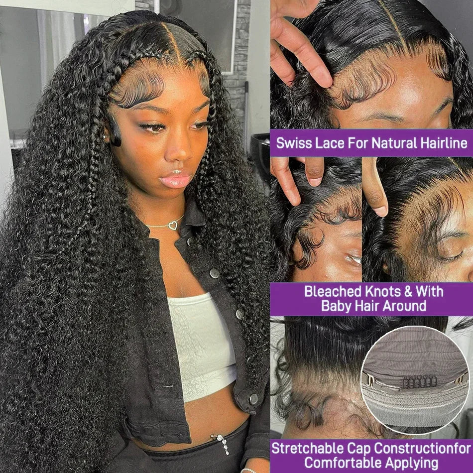 38Inch 13x6 HD Human Hair Lace Frontal Wigs Water Curly Natural Baby Hair 13X4 Loose Deep Wave Brazilian For Women 200 Density