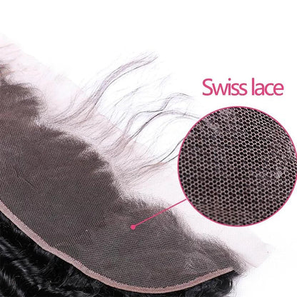 Deep Wave Hair 13X4 Lace Frontal Burmese Human Hair 8-20 Inch Preplucked 4x4 Transparent Lace Closure Human Hair 150% Density