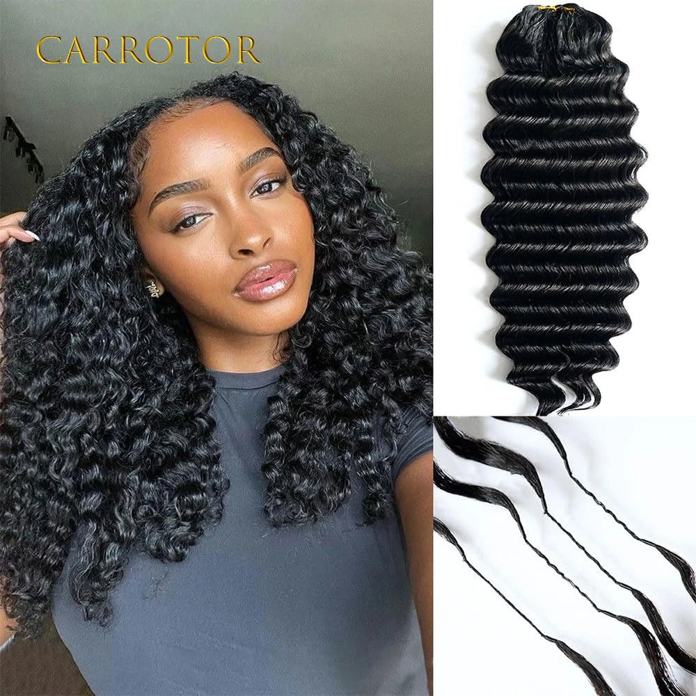 Burgundy Color 100% Human Hair Deep Wave Feather Hair Extensions Knotless Pre-Separated Crochet Hair Extensions For Daily Use