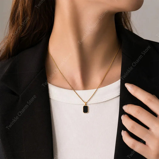 Necklaces Exquisite Minimalist Square Pendant Choker Chains Fashion Necklace For Women Jewelry Party Gifts Подвеска На Шею