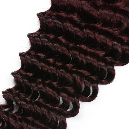 Deep Wave 100% Human Hair Bulk for Boho Braid 99J No Weft Deep Curly Brazilian Remy Bulk Hair for Braiding Hair Extension