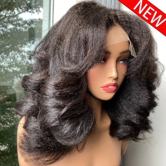 Glueless Bouncy Curly Wigs 16-36 Inch 100% Human Hair Wigs 360 HD Lace Frontal Wigs 400 Density Kinky Straight Wigs Wear And Go