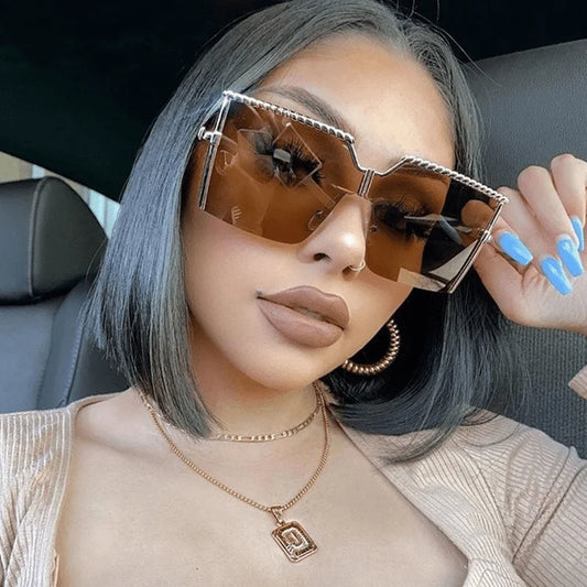 Oversized Sunglasses Square Sun Glasses Fashion Glasses Women Sunglasses Fashion Sunglasses Semi Rimless Sunglasses