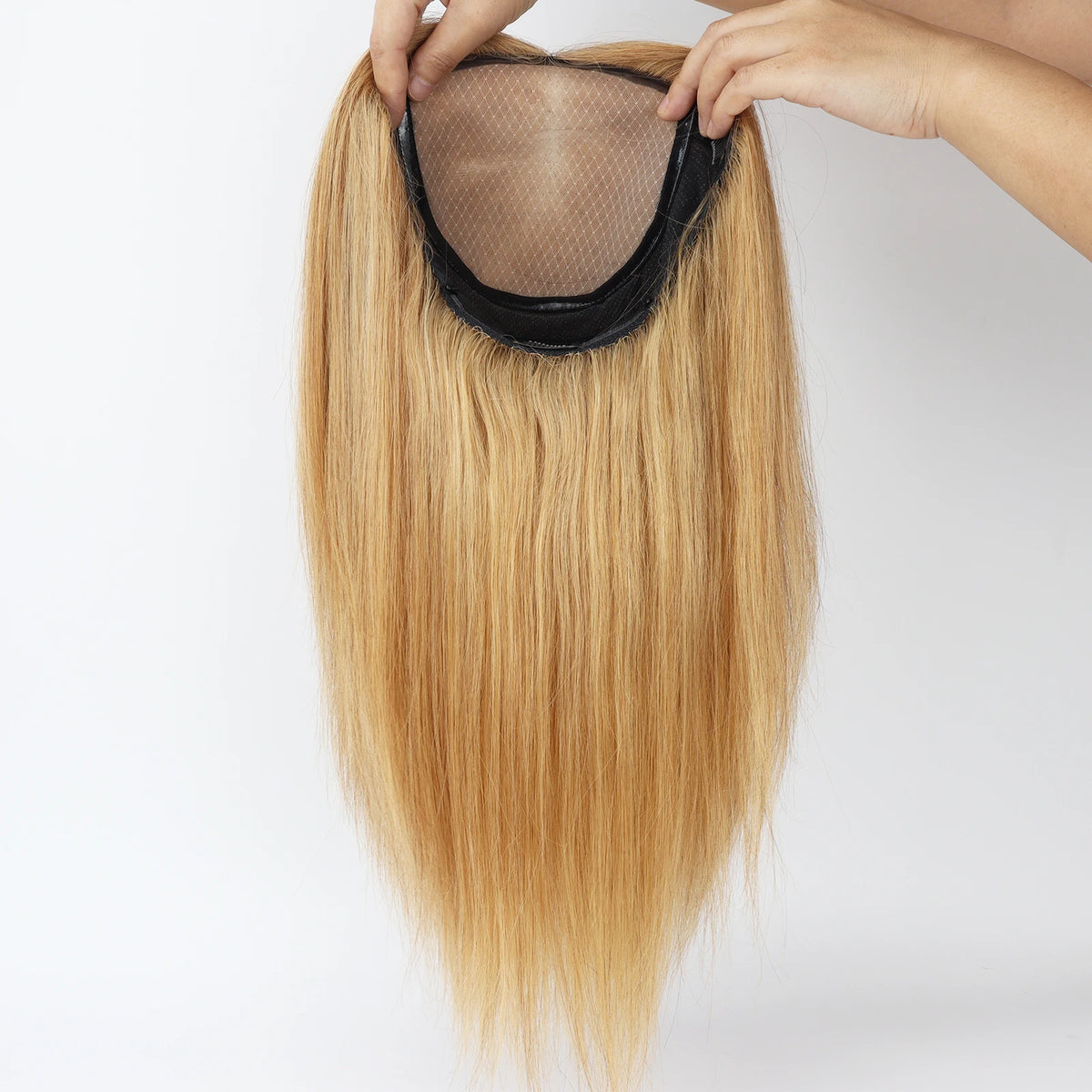 #27 Honey Blonde Human Hair Wig for Women 6x6inch Silk Top Wig with PU Around Real Virgin Hair Elastic Net Soft Medical Wig