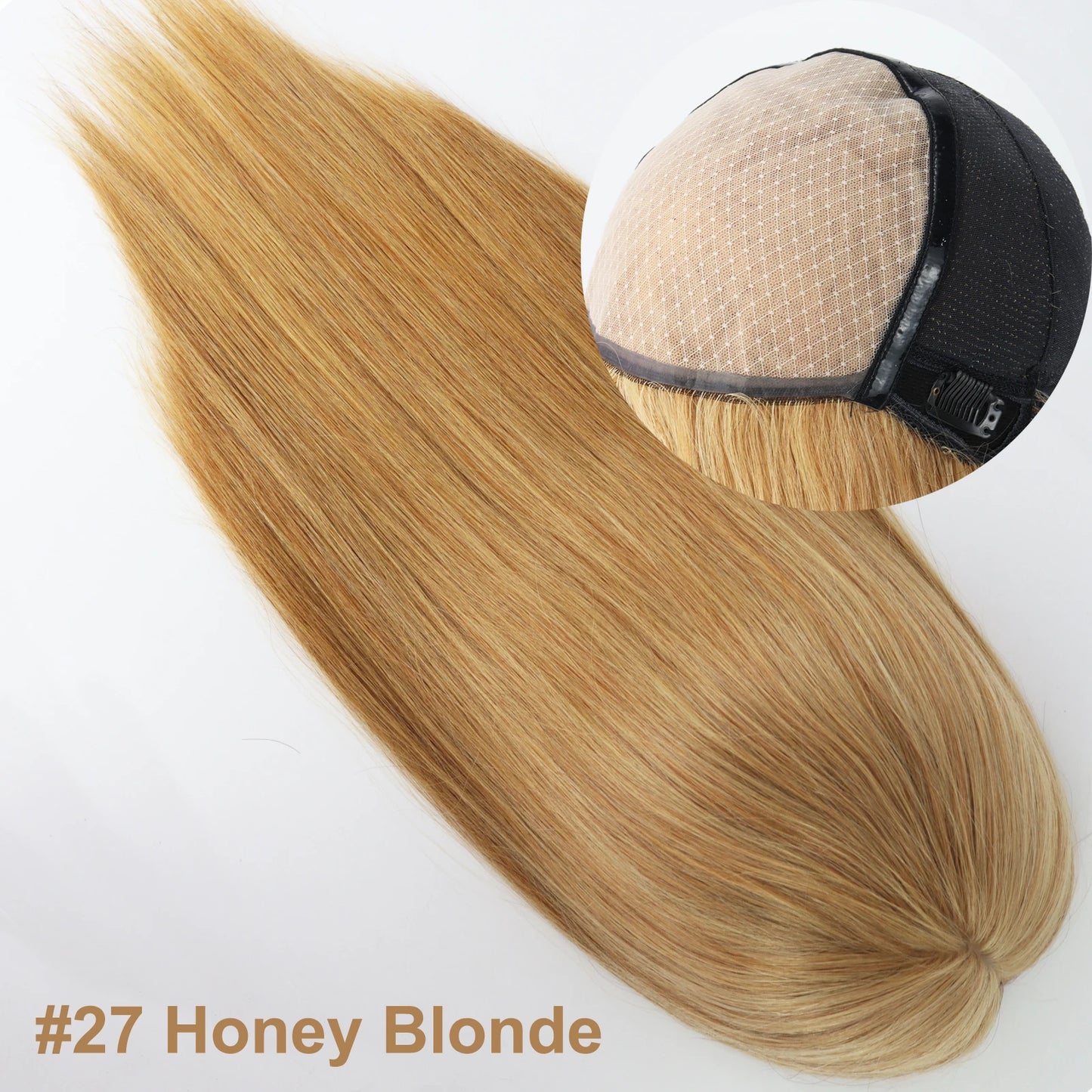 #27 Honey Blonde Human Hair Wig for Women 6x6inch Silk Top Wig with PU Around Real Virgin Hair Elastic Net Soft Medical Wig