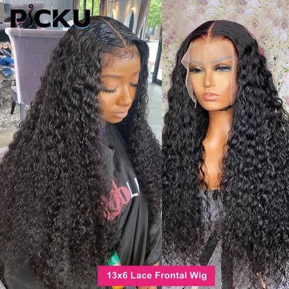 Glueless Wig Human Hair Ready To Wear Water Wave 13x6 HD Lace Frontal Human Hair Wigs Curly Lace Front Human Hair Wig PrePlucked