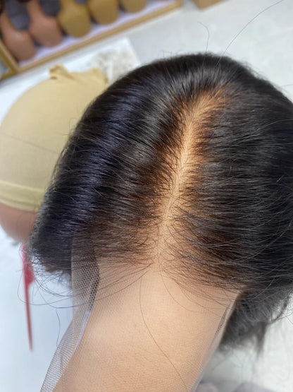 HD Lace Frontal Wig Pre-plucked Invisible Hair Knots 100% Raw Human Hair Natural Hairline Full Density Natural Looking