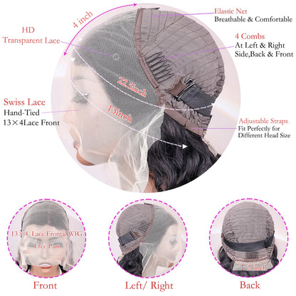 30 38Inch Hd Transparent Lace Frontal Wig 13x4 Body Wave Human Hair Wigs For Black Women Glueless Wigs Loose Deep Wavy Hair