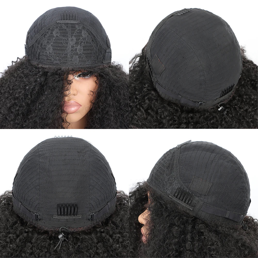 Kinky Curly Flip Over Human Hair Wig Half Wigs 250 Density 3 In 1 Seamless Beginner Friendly Glueless Wear and Go Curly Wig