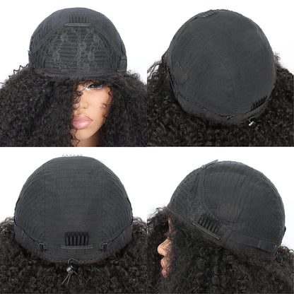 Kinky Curly Flip Over Human Hair Wig Half Wigs 250 Density 3 In 1 Seamless Beginner Friendly Glueless Wear and Go Curly Wig