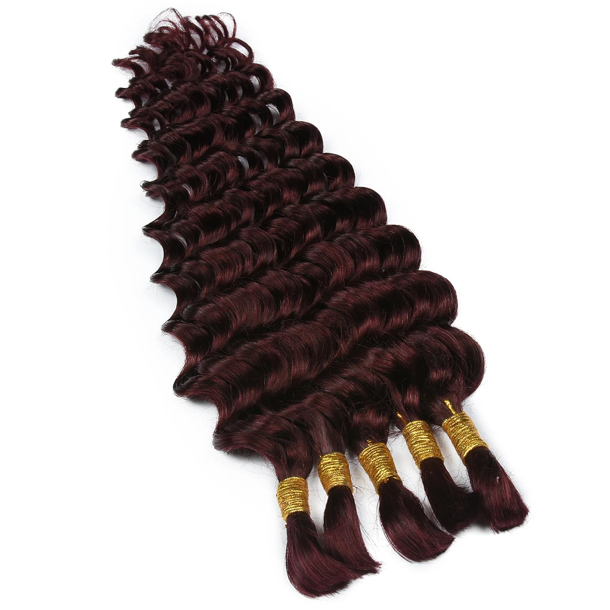 Deep Wave 100% Human Hair Bulk for Boho Braid 99J No Weft Deep Curly Brazilian Remy Bulk Hair for Braiding Hair Extension