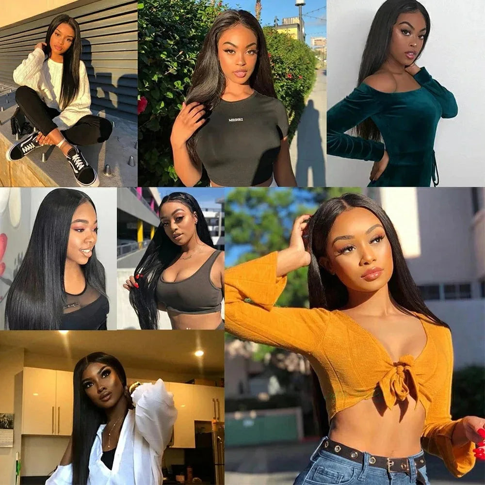 13x6 Bone Straight Human Hair Wigs 13x4 Brazilian HD Transparent Lace Front Wig Hd Full  HD Lace Human Hair Wig For Women 38Inch