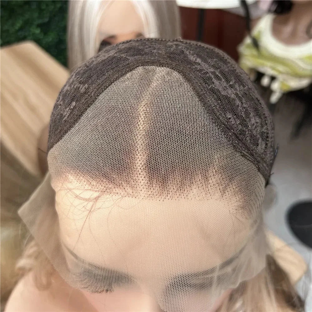 High Heat Fibre Realistic Lace Top Wig Warm Blonde Highlights HD Lace Front Wig for Women Hair Loss 13x4 Glueless Long Wavy Wigs