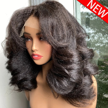 Glueless Bouncy Curly Wigs 16-36 Inch 100% Human Hair Wigs 360 HD Lace Frontal Wigs 400 Density Kinky Straight Wigs Wear And Go