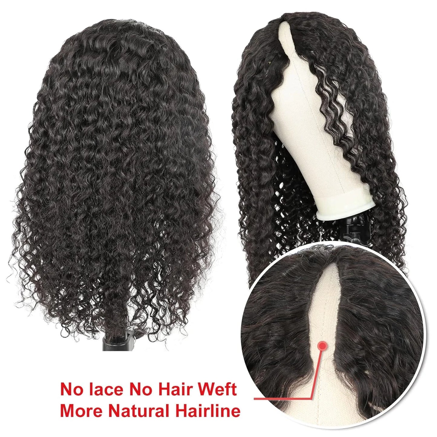 Deep Curly V Part Wig Human Hair No Leave Out Brazilian Deep Wave Human Hair Wigs for Women U Part No Glue Virgin Wigs On Sale
