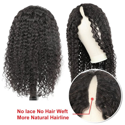 Deep Curly V Part Wig Human Hair No Leave Out Brazilian Deep Wave Human Hair Wigs for Women U Part No Glue Virgin Wigs On Sale