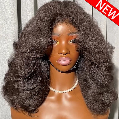 Glueless Bouncy Curly Wigs 16-36 Inch 100% Human Hair Wigs 360 HD Lace Frontal Wigs 400 Density Kinky Straight Wigs Wear And Go