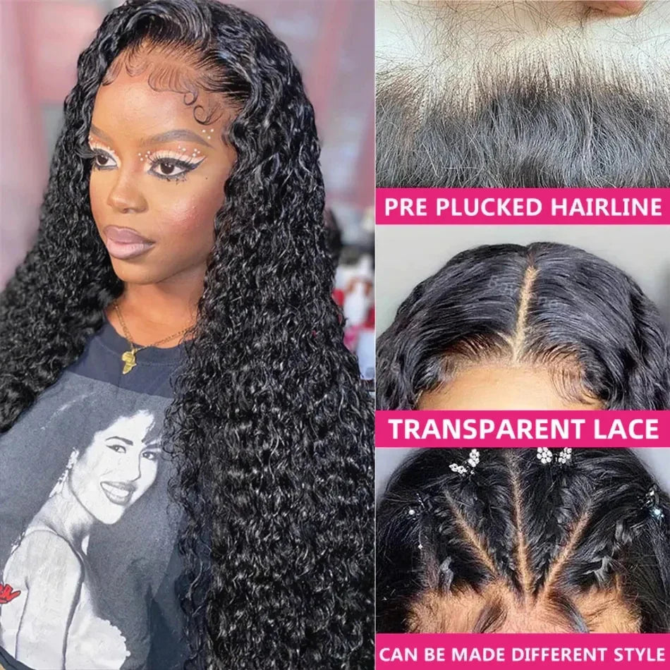 Glueless Wig Human Hair Ready To Wear Water Wave 13x6 HD Lace Frontal Human Hair Wigs Curly Lace Front Human Hair Wig PrePlucked