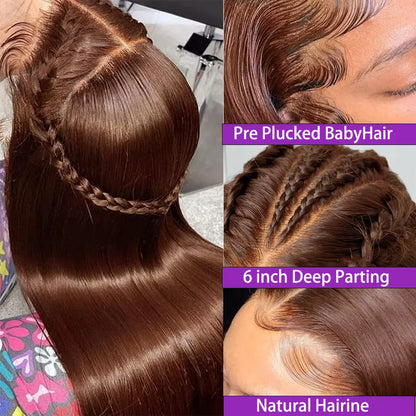 Chocolate Brown Lace Front Wigs Human Hair For Women 13x4 13x6 Frontal Wig Straight Human Hair 36 38 Inch Lace HD Frontal Wig