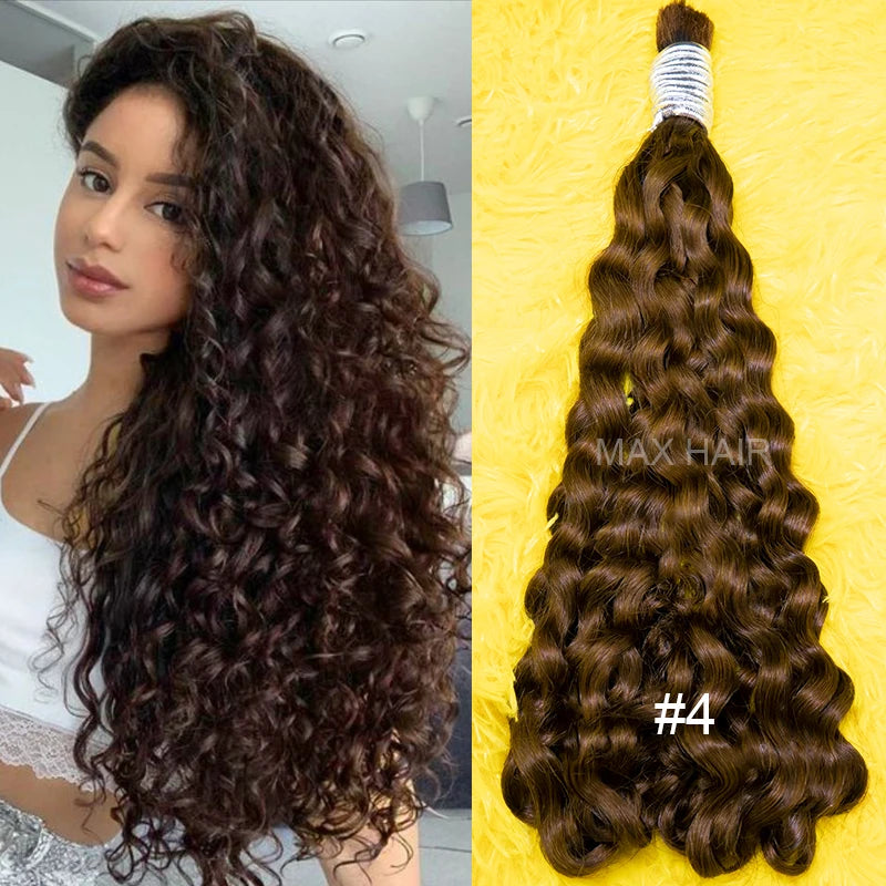 Curly Deep Wave Hair Bulks for Boho Braids 100% Human Hair Extensions No Weft Blonde Red 613 27-613 Vietnamese Hair 30inch