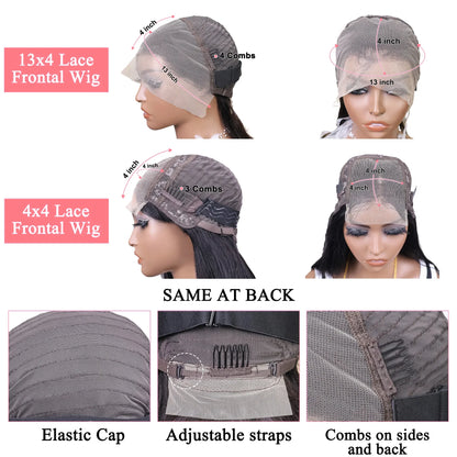 4x4 HD Lace Frontal Short Bob Wig Bone Straight Human Hair Wigs 100% 13x4 Lace Frontal Wig Real Pre Plucked Brazilian For Women
