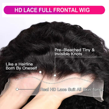 Karyssa Deep Wave 13x4 4x4 Hd Lace Frontal Wig Natural Hairline Pre Plucked Loose Curly Human Hair 220% Density For Women
