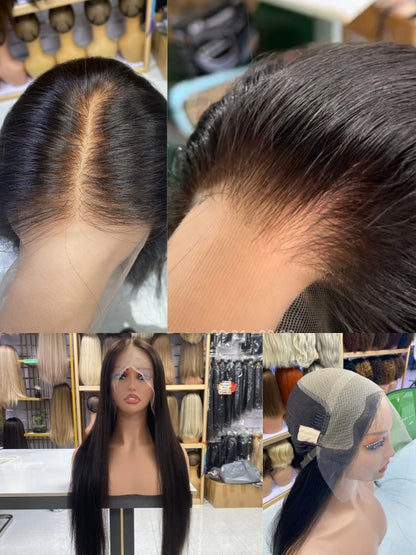 HD Lace Frontal Wig Pre-plucked Invisible Hair Knots 100% Raw Human Hair Natural Hairline Full Density Natural Looking