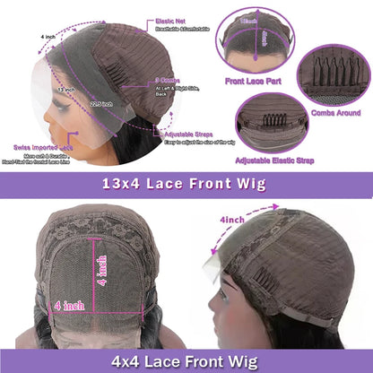 Karyssa Deep Wave 13x4 4x4 Hd Lace Frontal Wig Natural Hairline Pre Plucked Loose Curly Human Hair 220% Density For Women