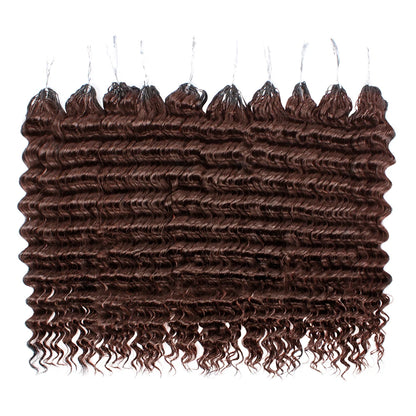Color Brown Burmese Water Wave Braiding Hair Knotless Pre-Separated Deep Curly Feather Crochet Human Hair Extensions Invisible