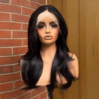 Black Lace Front Wig Long Natural Wave Synthetic Hair 13x4 Frontal Lace Wigs for Women Natural Hairline Daily Wear Cosplay