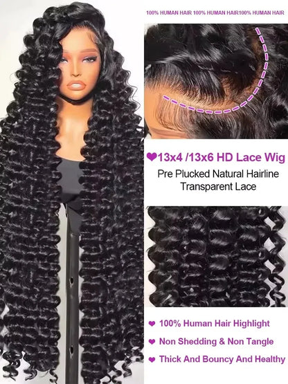 13x4 Hd Lace Frontal Wig Loose Deep Wave Curly Human Hair 100% Preplucked 13x6 Water Wave Front Wigs For Black Women Brazilian