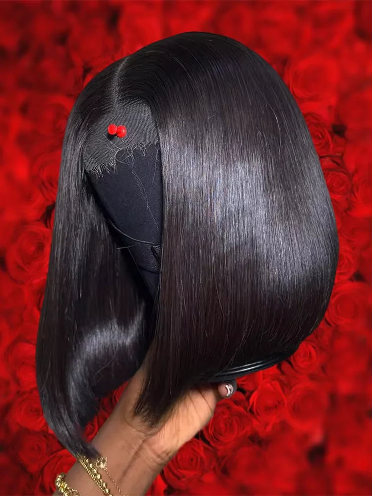 4x4 HD Lace Frontal Short Bob Wig Bone Straight Human Hair Wigs 100% 13x4 Lace Frontal Wig Real Pre Plucked Brazilian For Women