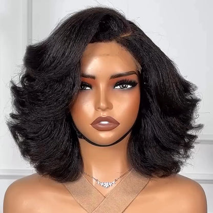 10-16 Inch 4x4/13x4 HD Lace Front 400% Kinky Straight Human Hair Bob Wig PrePlucked Wear And Go Body Wave Glueless Wig For Women