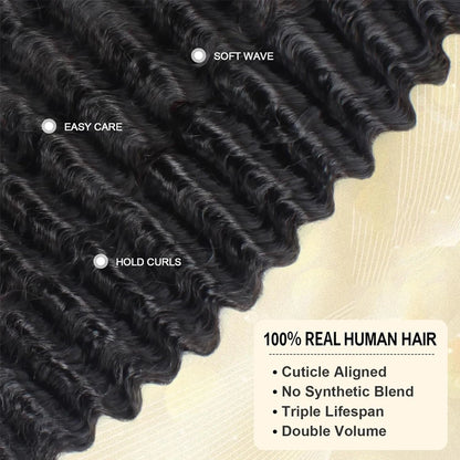 15A Deep Wave Bundles Human Hair 100% Real Human Hair Unprocessed Brazilian Virgin Hair Deep Wave Human Hair Weave Bundles