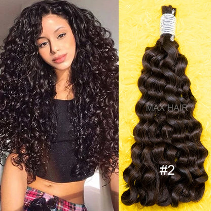 Curly Deep Wave Hair Bulks for Boho Braids 100% Human Hair Extensions No Weft Blonde Red 613 27-613 Vietnamese Hair 30inch