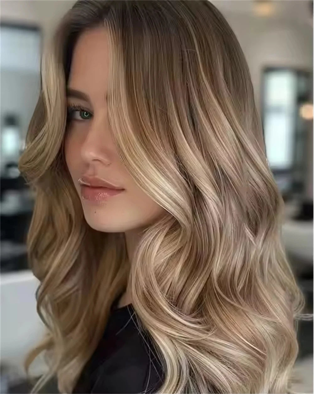 High Heat Fibre Realistic Lace Top Wig Warm Blonde Highlights HD Lace Front Wig for Women Hair Loss 13x4 Glueless Long Wavy Wigs